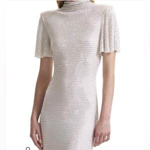 Self Portrait Cream Rhinestone Maxi Dress